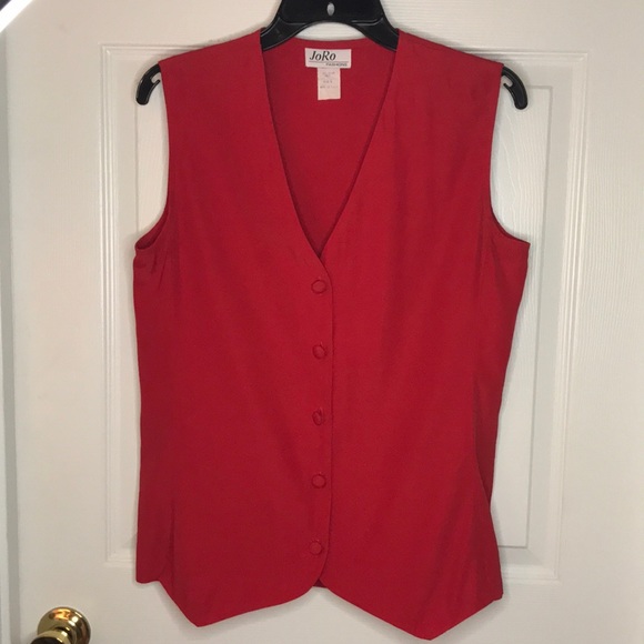 Vintage 90’s Red Button Down Vest Size 8 - Picture 2 of 4